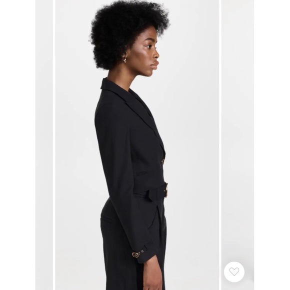Veronica Beard Black Cropped Linen Blend Single Breast Jacket NWT Buckle Cuff - Picture 12 of 15